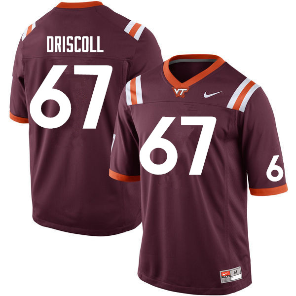 Men #67 Gideon Driscoll Virginia Tech Hokies College Football Jerseys Sale-Maroon